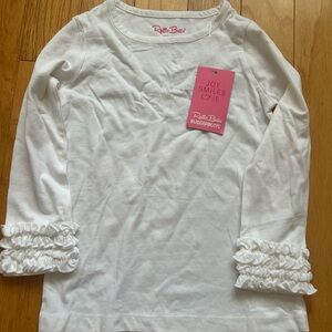 Ruffle Butts white Long Sleeve Tee with Ruffle Cuffs